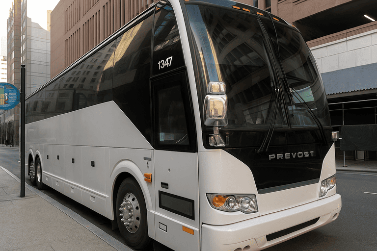 a San Leandro Coach Bus Service coach bus