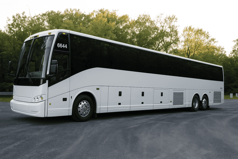 exterior of San Leandro Coach Bus Service coach bus