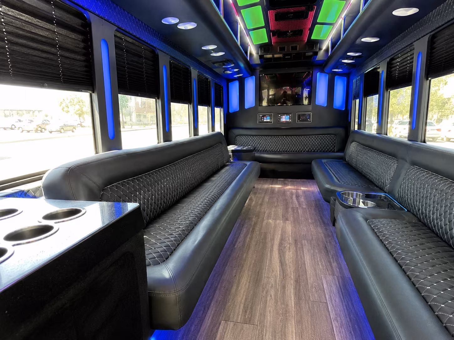 san leandro 15 passenger party bus inside