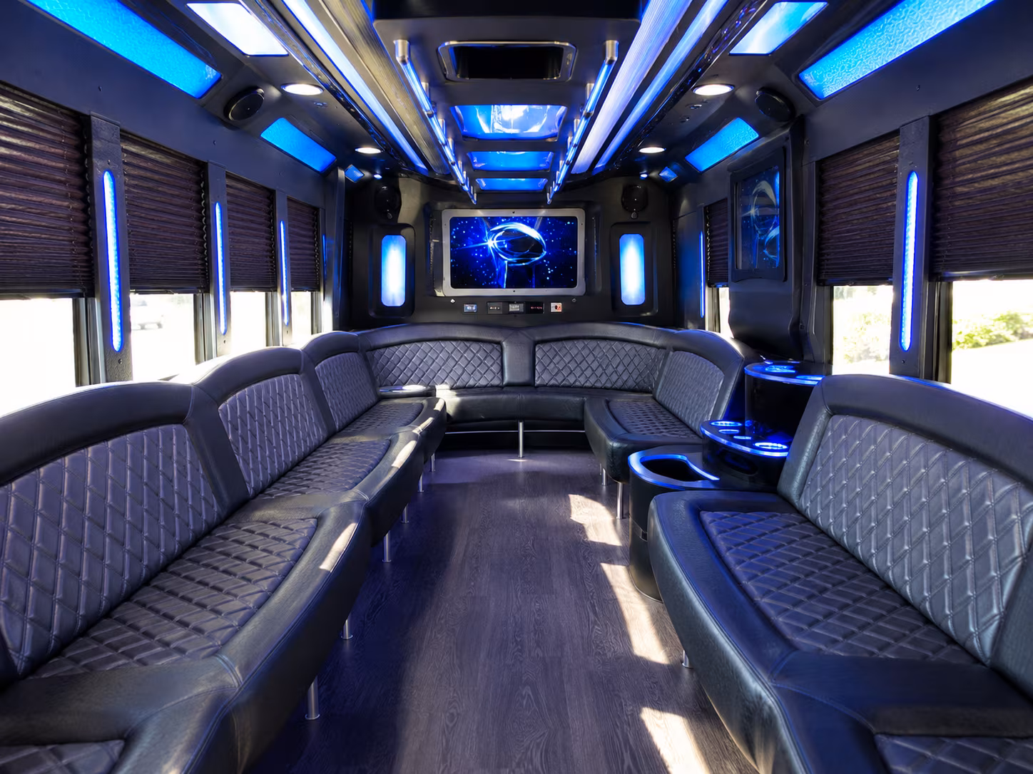 san leandro 28 passenger party bus inside