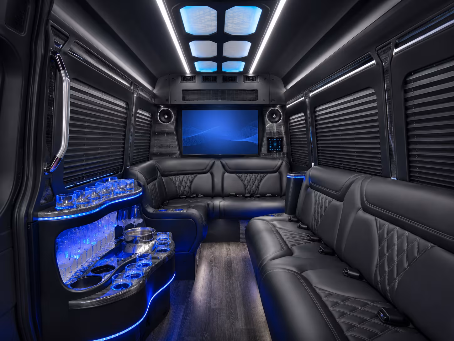 san leandro 30 passenger party bus inside