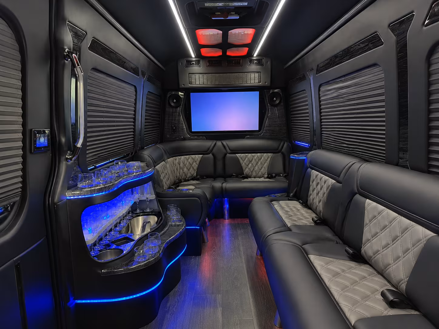 san leandro 50 passenger party bus inside